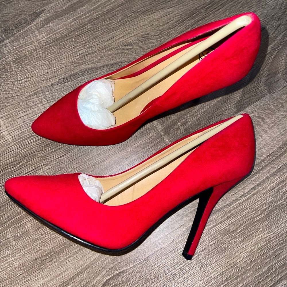 Red Suede Heels Size 10